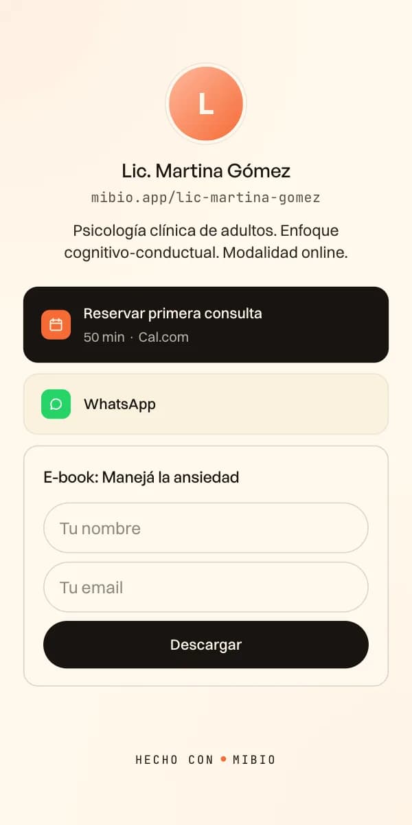 Vista previa del template Terapeuta